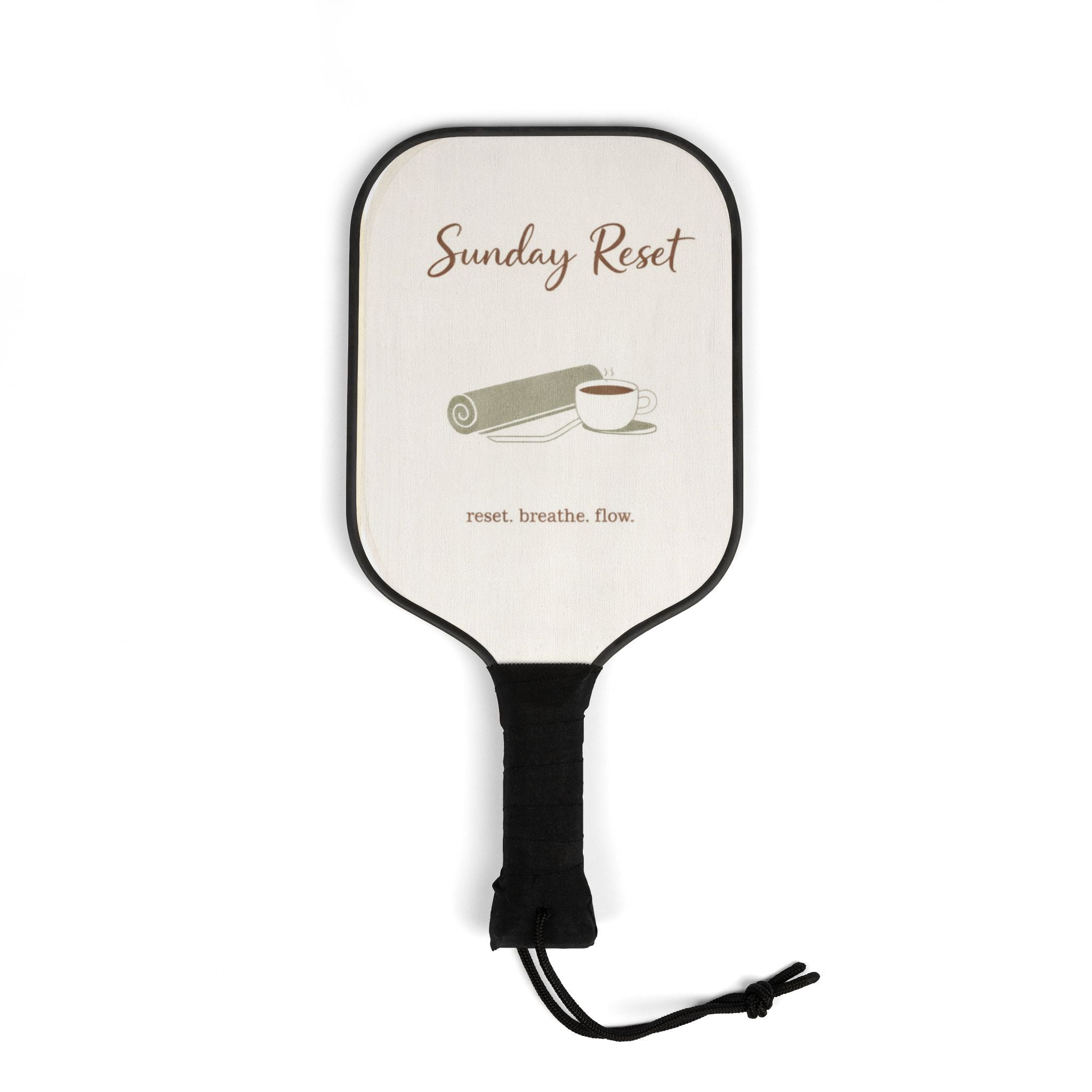 Sunday Reset Pickleball Paddles — Relaxing Yoga & Coffee Design Kit (2 Paddles + Balls)