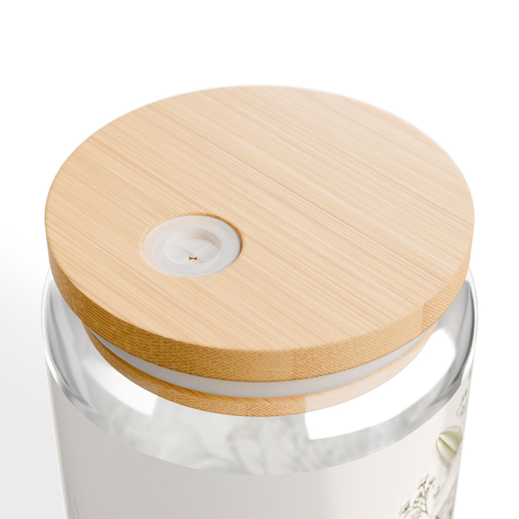 Slow Mornings Club Glass Can Tumbler — 16oz with Straw & Bamboo Lid