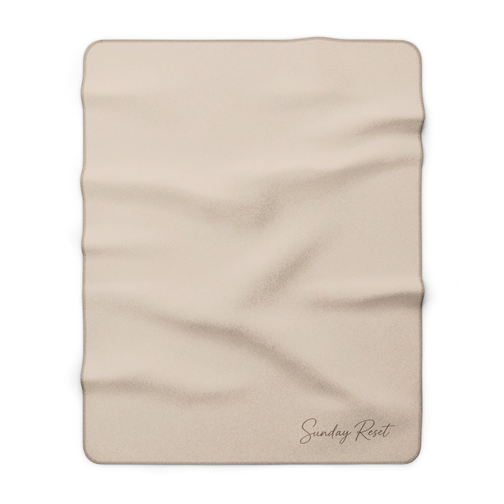 Sherpa Fleece Blanket — Cozy Neutral 'Sunday Rest' Throw for Lounging, Gifts & Home Decor