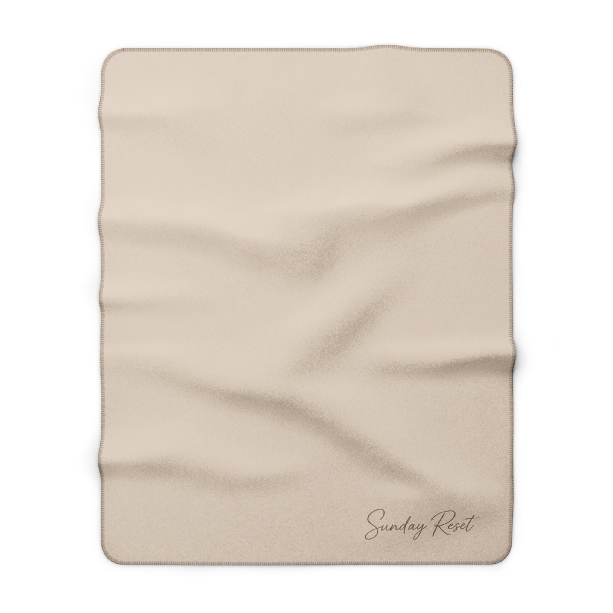 Sherpa Fleece Blanket — Cozy Neutral 'Sunday Rest' Throw for Lounging, Gifts & Home Decor