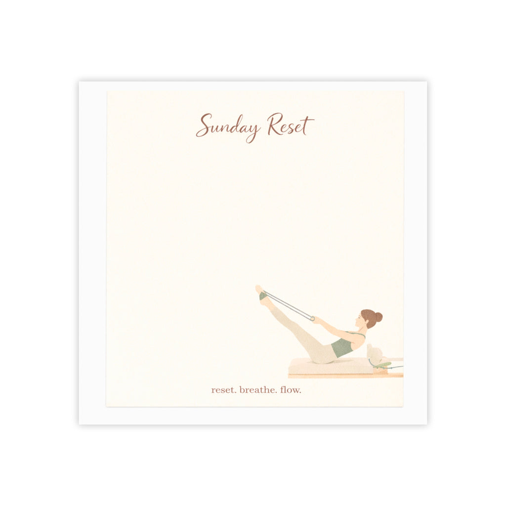 Sunday Rest Post-it Note Pad — Relaxing Yoga Illustration, 'reset. breathe. flow.' Sticky Notes