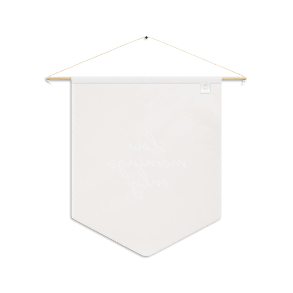 Slow Mornings Only Pennant Banner — Neutral Boho Wall Hanging for Bedroom & Living Room