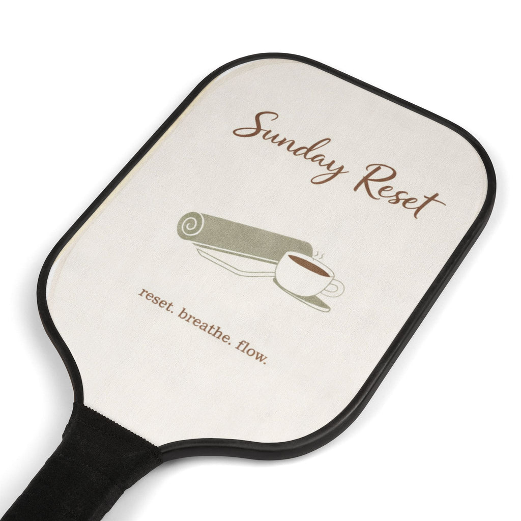 Sunday Reset Pickleball Paddles — Relaxing Yoga & Coffee Design Kit (2 Paddles + Balls)
