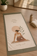 Beach Towel — “Reset. Breathe. Flow.” Yoga Sun Meditation Design