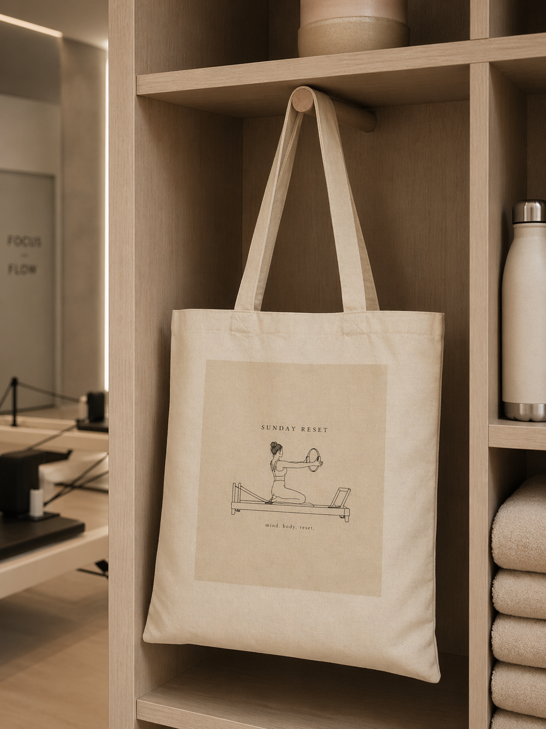 Tote Bag — 'Sunday Reset' Minimalist Cotton Canvas Tote
