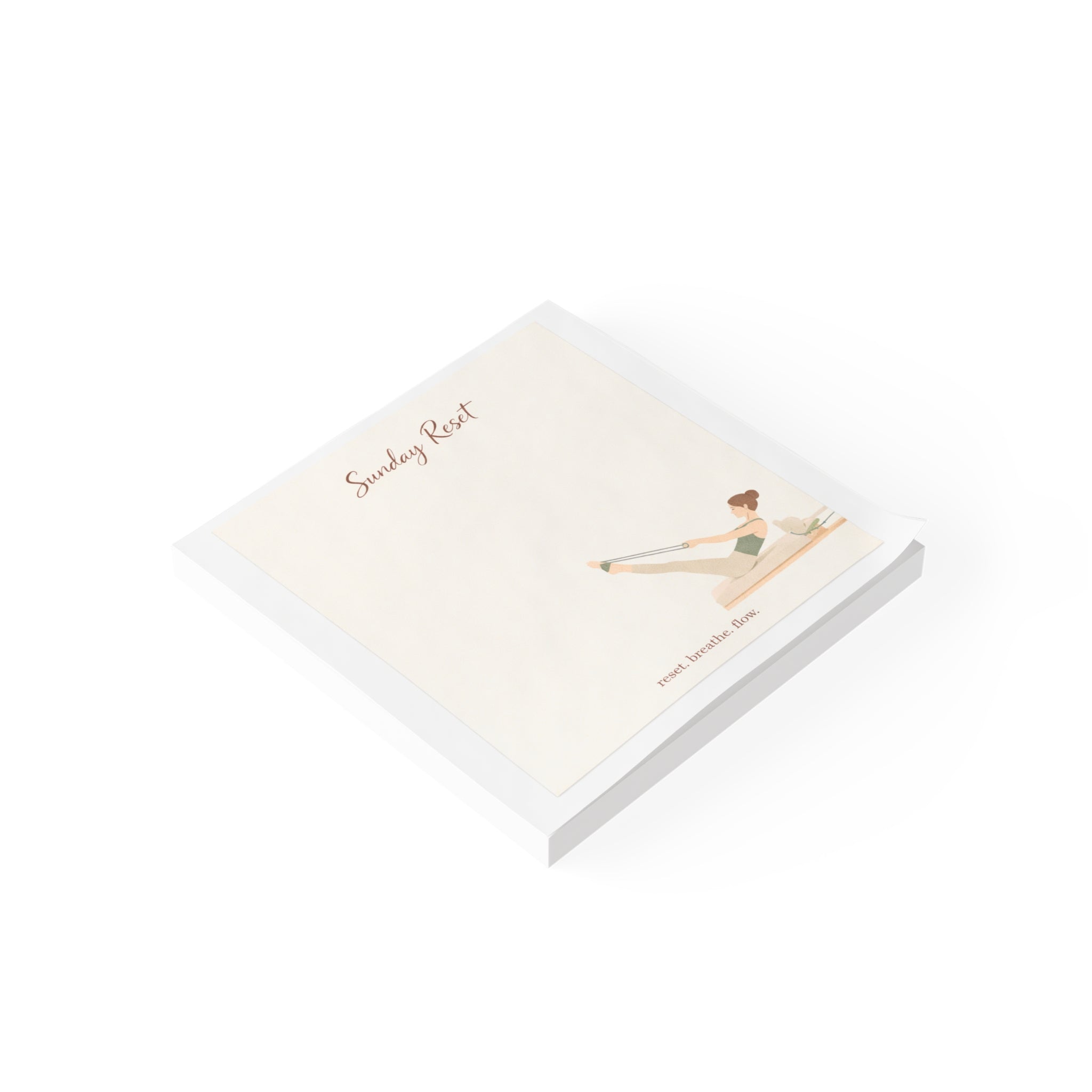 Sunday Rest Post-it Note Pad — Relaxing Yoga Illustration, 'reset. breathe. flow.' Sticky Notes