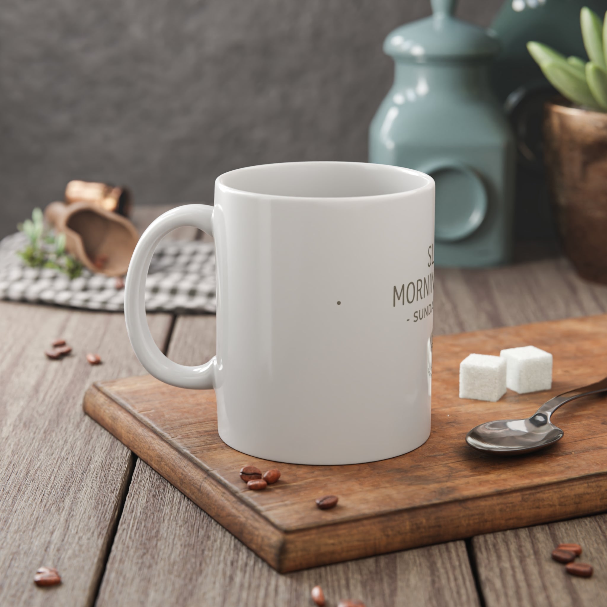 Slow Mornings Club Ceramic Mug — "Sunday Reset" 11oz Coffee Cup