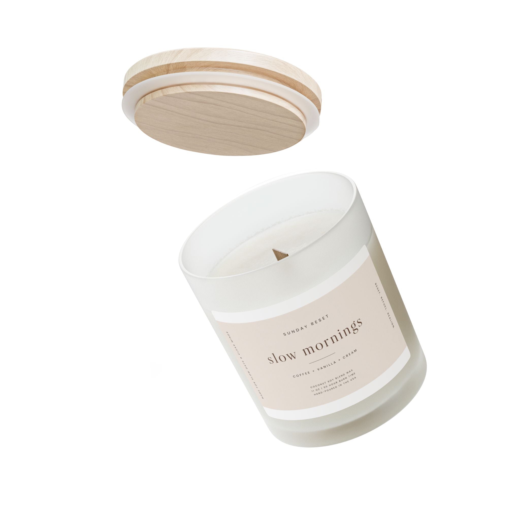 Slow Mornings Frosted Glass Candle – 11oz Soy Blend (Coffee • Vanilla • Cedar)