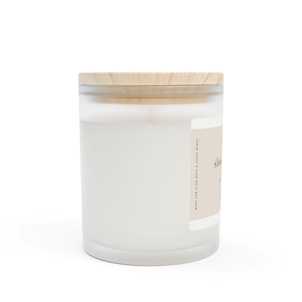 Slow Mornings Frosted Glass Candle – 11oz Soy Blend (Coffee • Vanilla • Cedar)