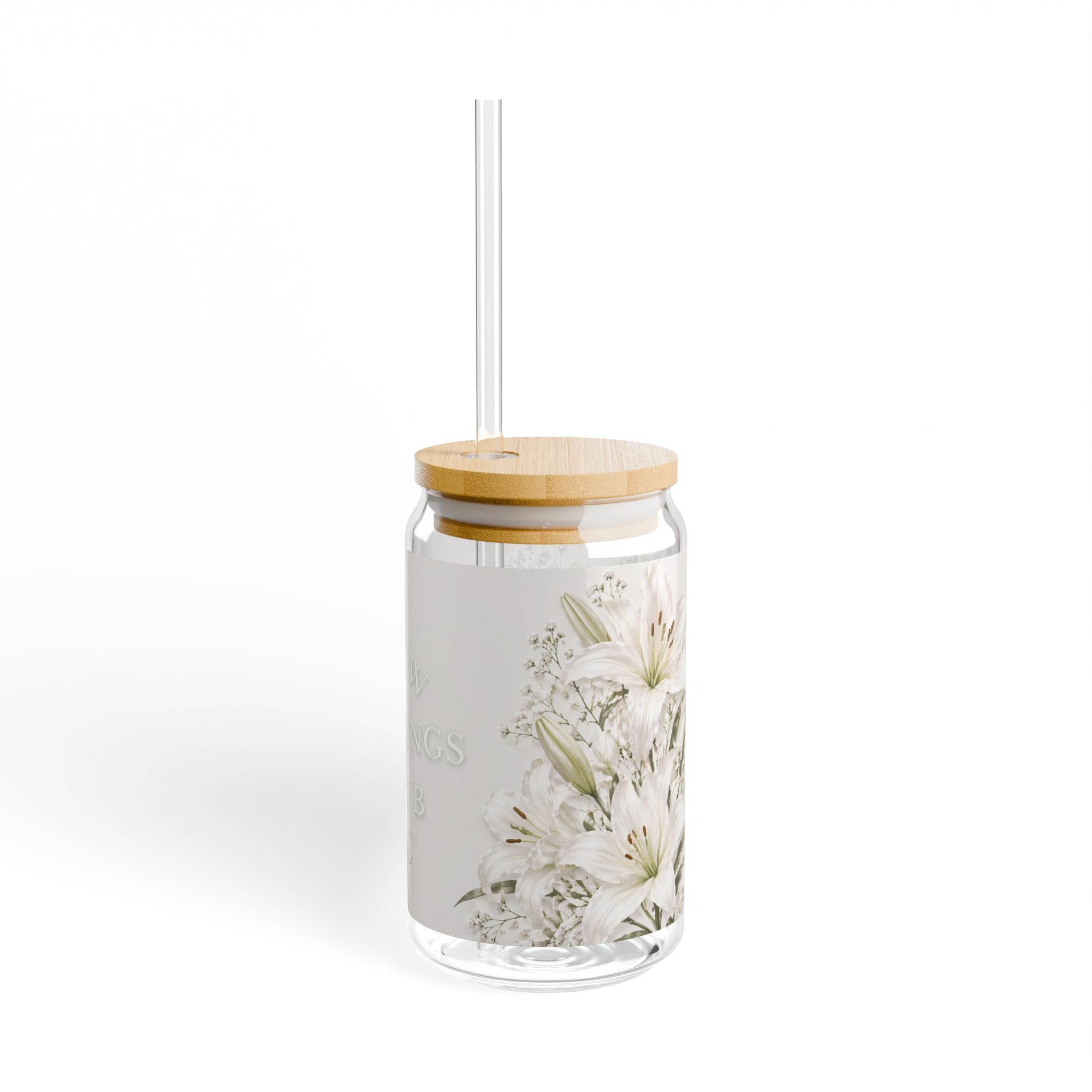 Slow Mornings Club Glass Can Tumbler — 16oz with Straw & Bamboo Lid